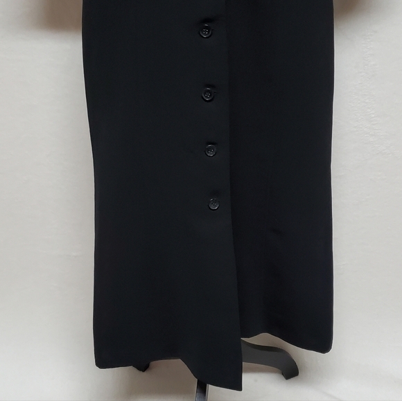 Vintage 80s Studio 1 Black White Trim Ruffle Hem Quarter Sleeve Trenchcoat Dress - Picture 7 of 13